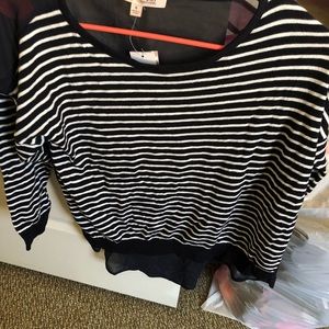 Navy and white stripped shirt